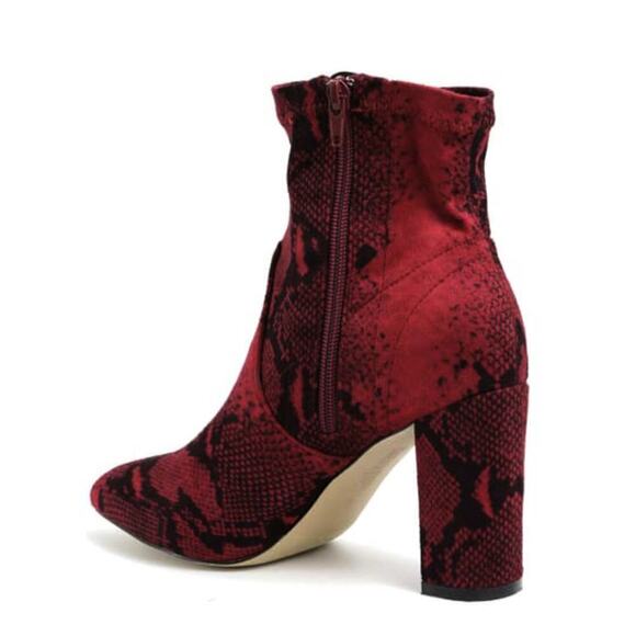 Catherine Malandrino Bodem Faux Suede Block Heel Snake Print Stretch Bootie - Picture 4 of 6